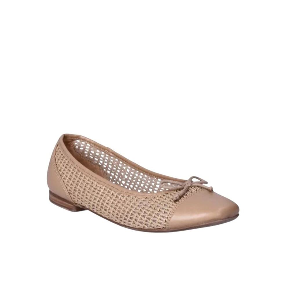 Time and Tru Womens WMTT24FF009 Brown Woven Cap Toe Slip On Size 9 Ballet Flats